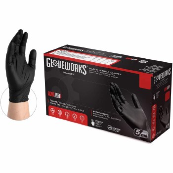 2X GLOVES BLACK NITRILE 100PK
