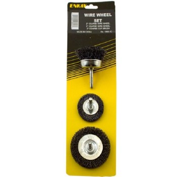 3PC WIRE WHEEL SET 1/4" SHANK