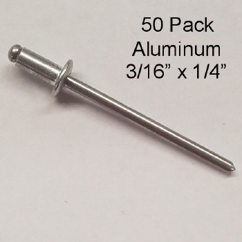 50PK ALUM RIVETS 3/16" x 1/4"