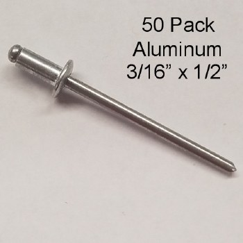 50PK ALUM RIVETS 3/16" x 1/2"