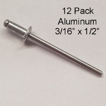 12PK ALUM RIVETS 3/16" x 1/2"