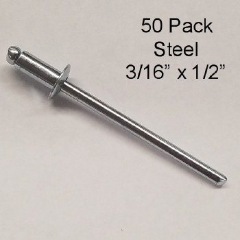 50PK STEEL RIVETS 3/16" x 1/2"