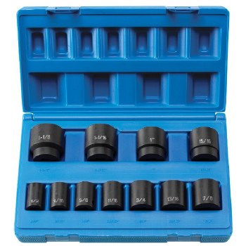 1/2" DRIVE 11PC STANDARD SOCKET SET 8POINT