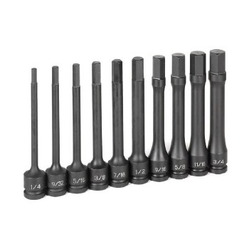 1/2" DRIVE 10PC 6" SAE HEX DRIVER