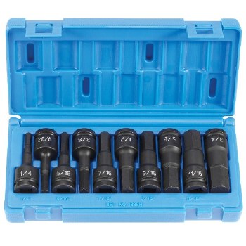 1/2" DRIVE 10PC SAE HEX DRIVER