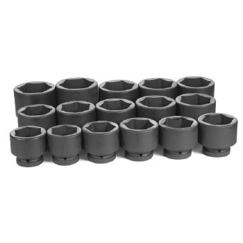 1" DRIVE 16PC STANDARD SAE IMPACT SOCKET SET 6POINT