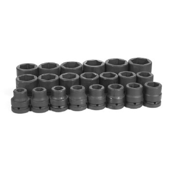 1" DRIVE 21PC STANDARD SAE IMPACT SOCKET SET 6POINT