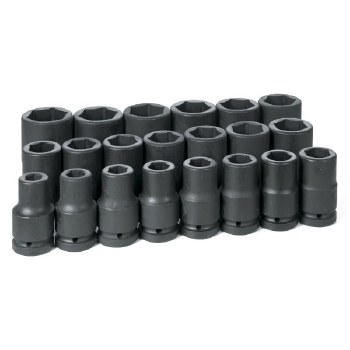 1" DRIVE 21PC DP SAE IMPACT SOCKET SET 6POINT