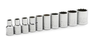 10PC SAE 12PT 1/4DR SW SKT SET