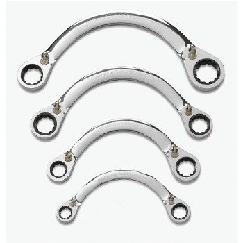 4PC HALF MOON REVERSIBLE RATCHETING WRENCH SET SAE