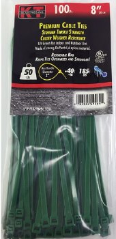 8" GREEN STANDARD DUTY, 100/PK