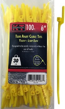 6" TEAR AWAY YELLOW CABLE TIE