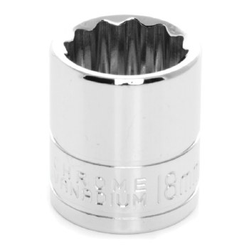 18MM x 3/8" DR SHALLOW CHROME SOCKET 12PT
