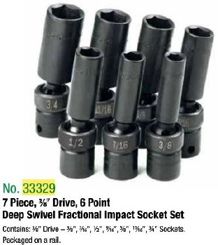 Set SOCKET Im 3/8Dr Swiv Fr 7Pc