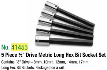 Set SOCKET 1/2 Dr Ln Hex Bit Met