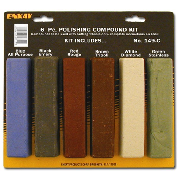 Complete 6pc Kit Buffing Wheel & Polishing Aluminum Brown Blue Red Compound  Set