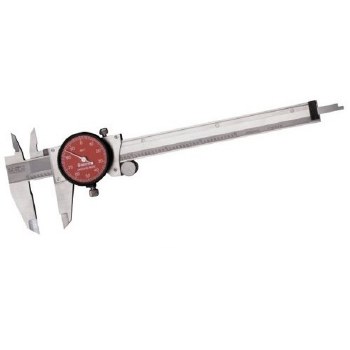 Dial Calipers, 6"", Red Dial,