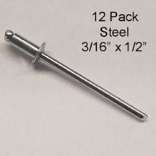 12PK STEEL RIVETS 3/16" x 1/2"