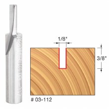 1/8" Single Flute Straight Bit 1/4" Shank x 3/8" Carbide Height