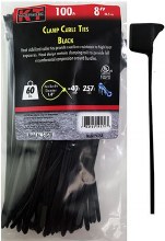 8" CLAMP CABLE TIE, BLACK, 100