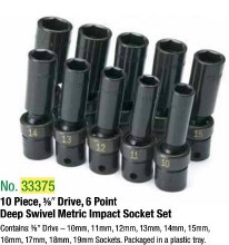 Set SOCKET Im 3/8Dr Swiv Mt 10Pc