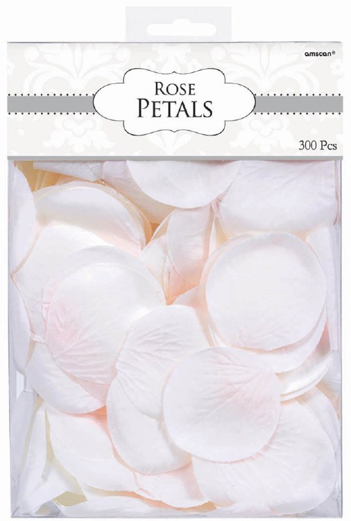 Fake Rose Flower Petals 300 Count White