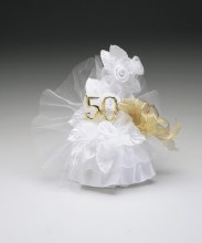 50th Anniversary Ornament  7 Inches White and Gold