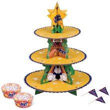 Sports 49 Piece Cupcake Stand Kit For Parties with Cake Picks