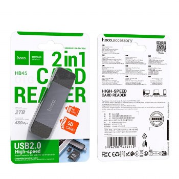 HOCO HB45 2 IN 1 CARD READER | USB/USB-C 2.0 TO SD + TF2.0