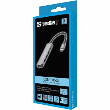SANDBERG USB-C DOCK HDMI + 3 X USB + PD 100W