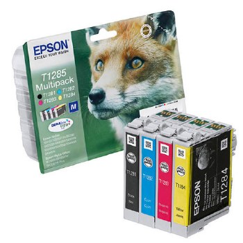 Epson T1285 Black/Cyan/Magenta/Yellow Inkjet Cartridges (4 Pack) C13T12854012