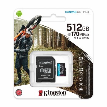 KINGSTON CANVAS GO! PLUS MICRO SD CARD U3 A2 512GB