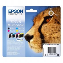Epson T0715 Black/Cyan/Magenta/Yellow Inkjet Cartridge (4 Pack) C13T07154012