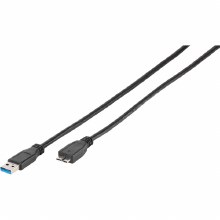 VIVANCO USB 3.1 Gen.1 connection cable, USB A plug - USB micro B plug, black 0.75m