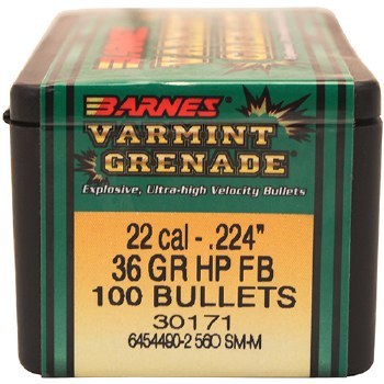 Barnes #30171 .22 Caliber 36gr VG 100/bx