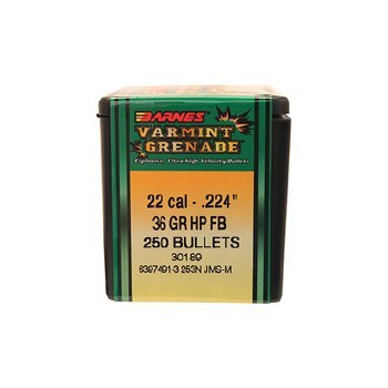 Barnes #30189 .22 Caliber 36gr VG 250/bx