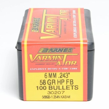 Barnes #30207 6mm 58gr HP 100/bx
