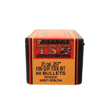 Barnes #30222 .25 Caliber 100gr TSX 50/bx - ReloadingEverything