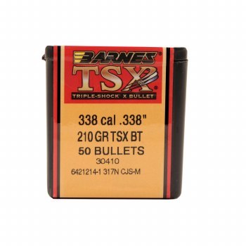 Barnes #30410 .338 Caliber 210gr TSX 50/bx