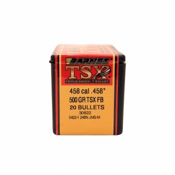 Barnes #30622 .458 Caliber 500gr TSX 20/bx