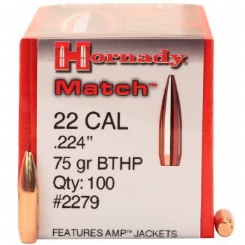 .22 Caliber 75gr BTHP Hornady #2279 100/bx