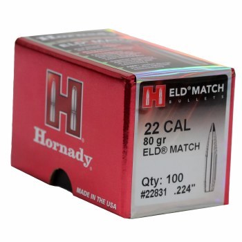 .22 Caliber 80gr ELDM Hornady #22831 100/bx