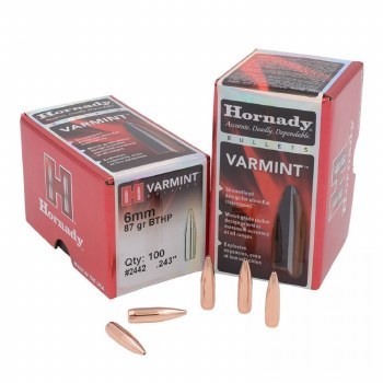 6mm 87gr BTHP Hornady #2442 100/bx