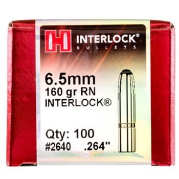 6.5mm 160gr RN Hornady #2640 100/bx