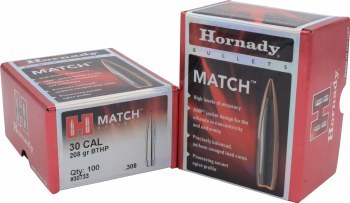 .30 Caliber 208gr BTHP Hornady #30733 100/bx