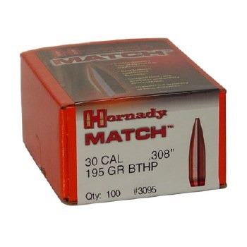 .30 Caliber 195gr BTHP Hornady #3095 100/bx