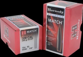 .338 Caliber 250gr BTHP Hornady #33361 50/bx