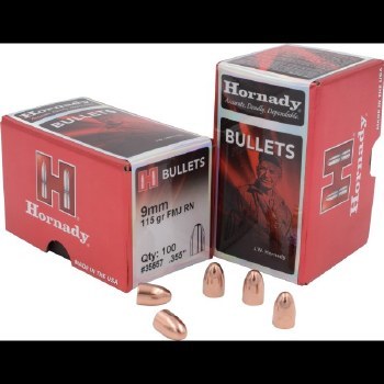 9mm 115gr FMJ RN Hornady #35557 100/bx