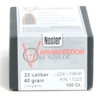 .22 Caliber 40gr VGDN Nosler #17225 100/bx
