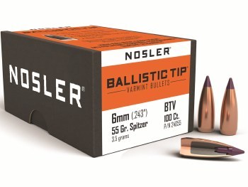 6mm 55gr Spitzer Nosler #24055 100/bx